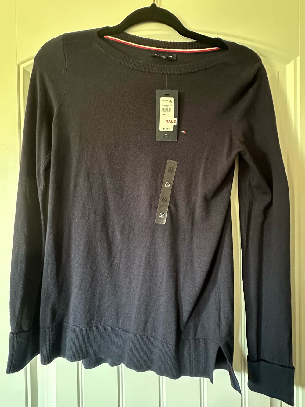Tommy Hilfiger Navy Crewneck with Signature Trim